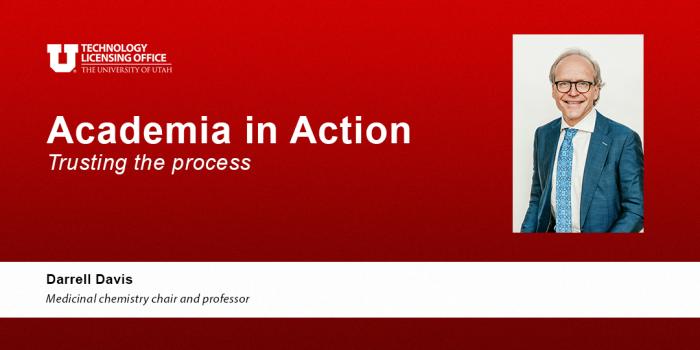 Red decorative "Academia in Action" series graphic