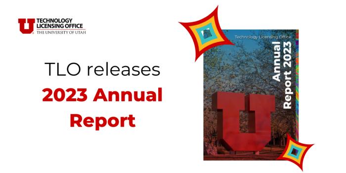 White background with text "TLO releases 2023 Annual Report" with image of report cover